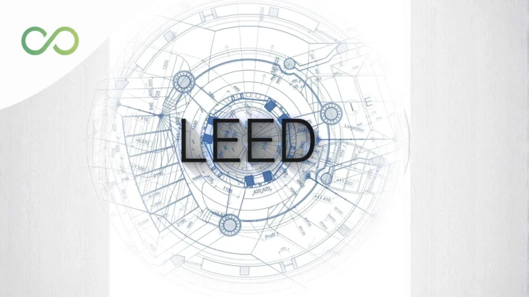 Architectural blueprint featuring the LEED acronym, representing sustainable building design and certification How sustainable architecture firms delivered LEED Platinum for Colombia's largest shopping center green loop